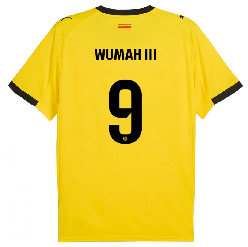Danxen Hombre Camiseta Edward Wumah Iii #9 Amarillo Negro 2ª Equipación 2025/26 La Camisa México