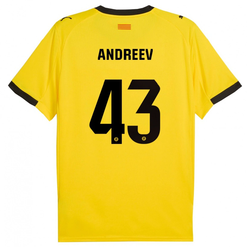 Danxen Hombre Camiseta Aleksandar Andreev #43 Amarillo Negro 2ª Equipación 2025/26 La Camisa México