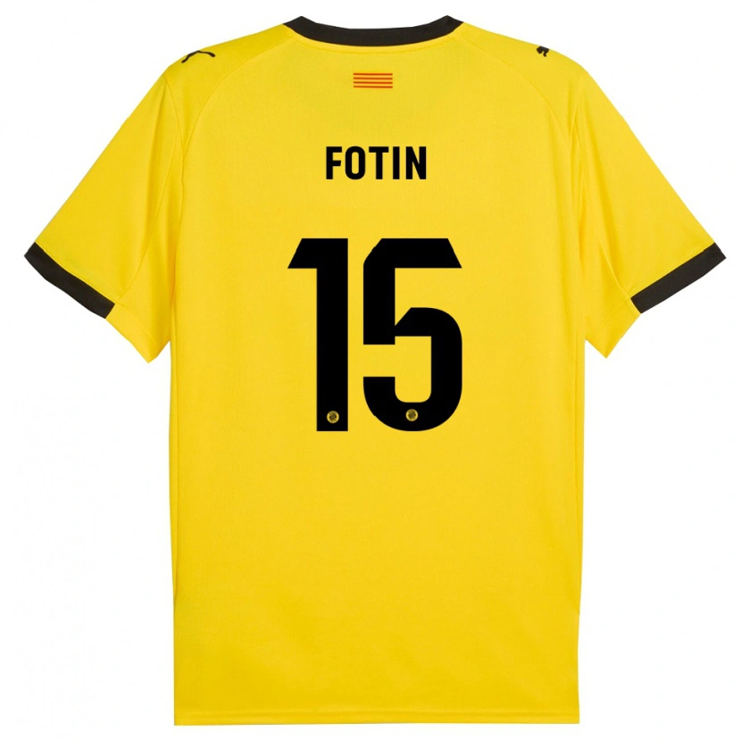 Danxen Hombre Camiseta Rareș Fotin #15 Amarillo Negro 2ª Equipación 2025/26 La Camisa México