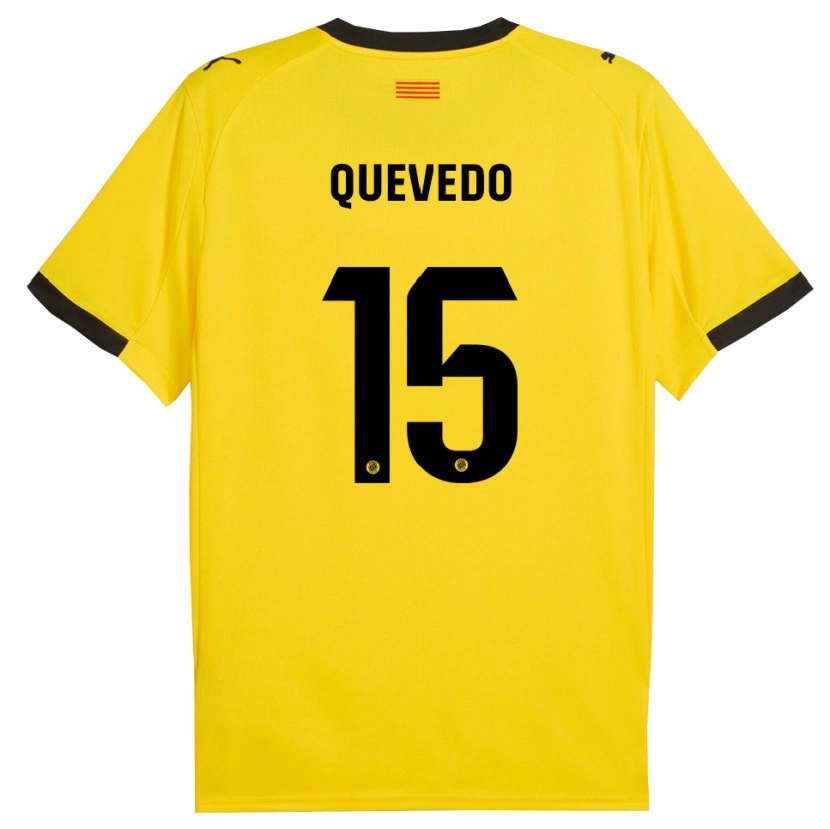 Danxen Hombre Camiseta Erik Quevedo #15 Amarillo Negro 2ª Equipación 2025/26 La Camisa México