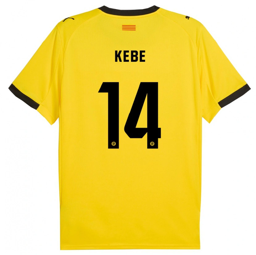 Danxen Hombre Camiseta Moussa Kébé #14 Amarillo Negro 2ª Equipación 2025/26 La Camisa México