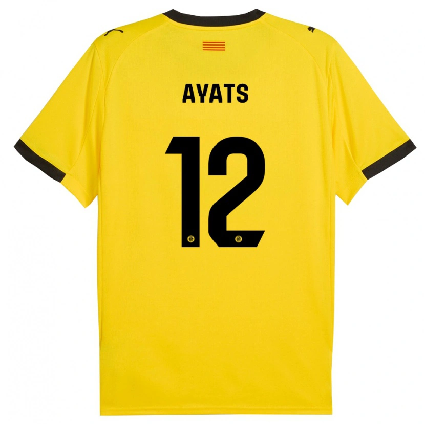 Danxen Hombre Camiseta Mònica Ayats #12 Amarillo Negro 2ª Equipación 2025/26 La Camisa México