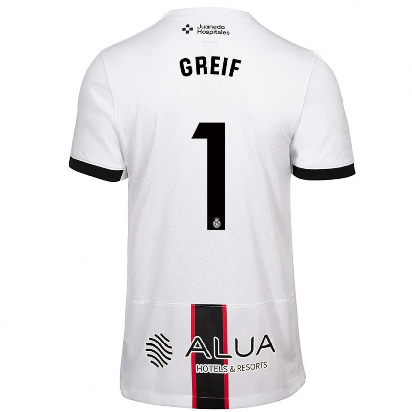 Danxen Hombre Camiseta Dominik Greif #1 Blanco Negro 2ª Equipación 2025/26 La Camisa México