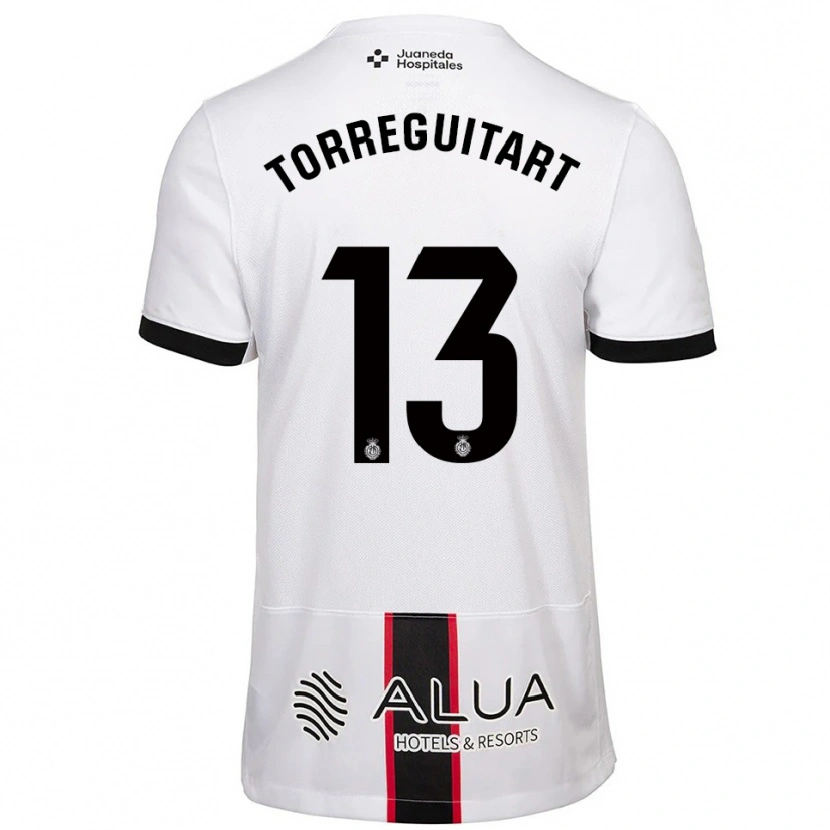 Danxen Hombre Camiseta Nil Torreguitart #13 Blanco Negro 2ª Equipación 2025/26 La Camisa México