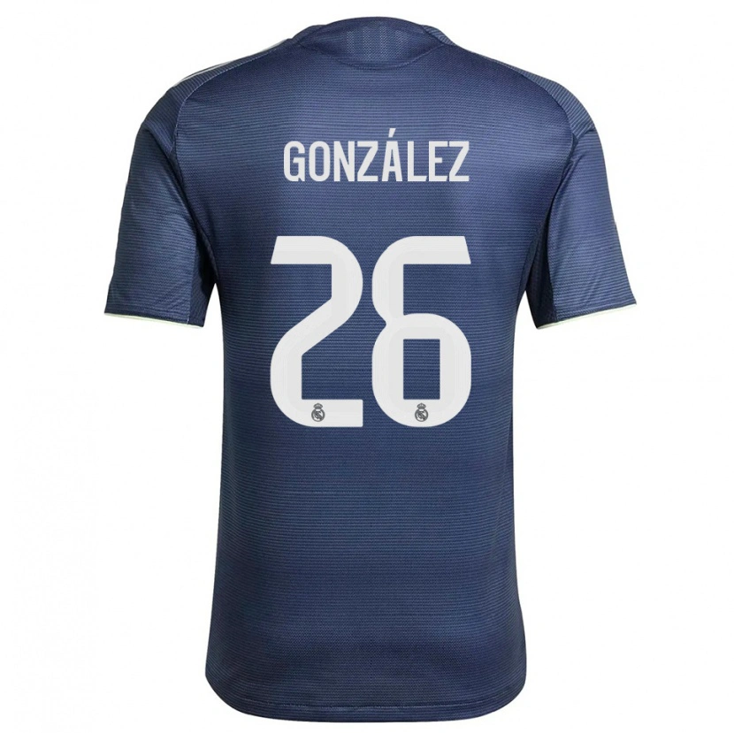 Danxen Hombre Camiseta Fran González #26 Azul Marino Plata 2ª Equipación 2025/26 La Camisa México