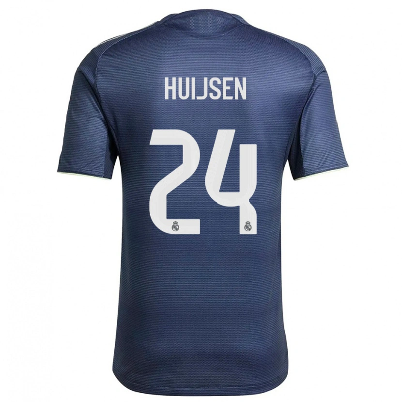 Danxen Hombre Camiseta Dean Huijsen #24 Azul Marino Plata 2ª Equipación 2025/26 La Camisa México
