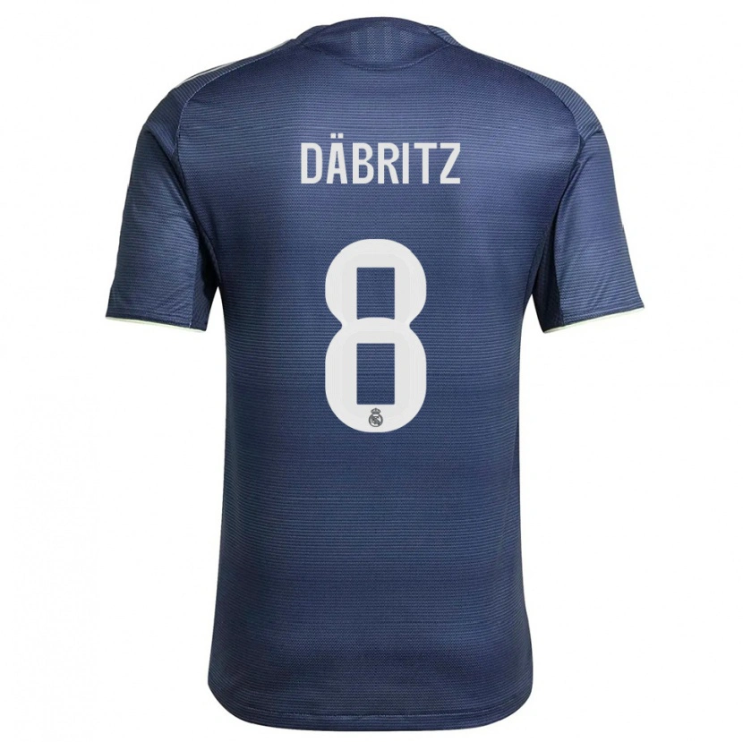 Danxen Hombre Camiseta Sara Däbritz #8 Azul Marino Plata 2ª Equipación 2025/26 La Camisa México