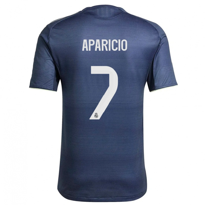 Danxen Hombre Camiseta Esteban Aparicio #7 Azul Marino Plata 2ª Equipación 2025/26 La Camisa México