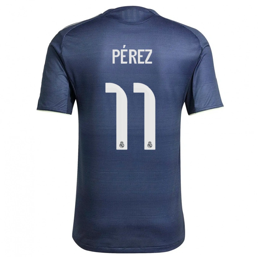 Danxen Hombre Camiseta Adrián Pérez #11 Azul Marino Plata 2ª Equipación 2025/26 La Camisa México