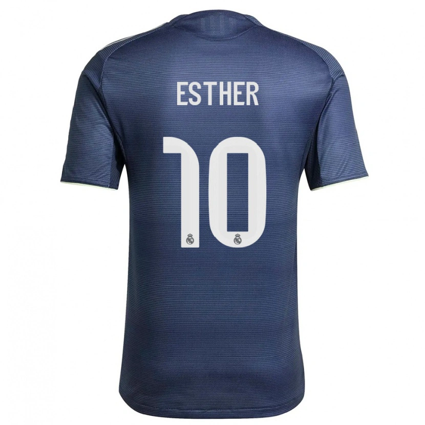 Danxen Hombre Camiseta Esther Gonzalez #10 Azul Marino Plata 2ª Equipación 2025/26 La Camisa México