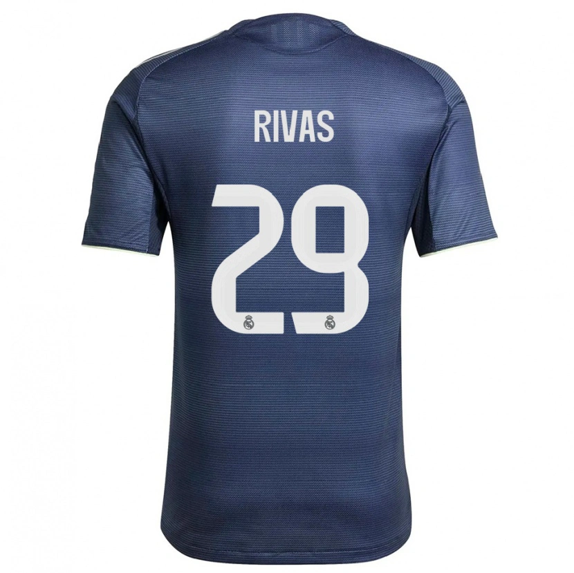 Danxen Hombre Camiseta Mario Rivas #29 Azul Marino Plata 2ª Equipación 2025/26 La Camisa México