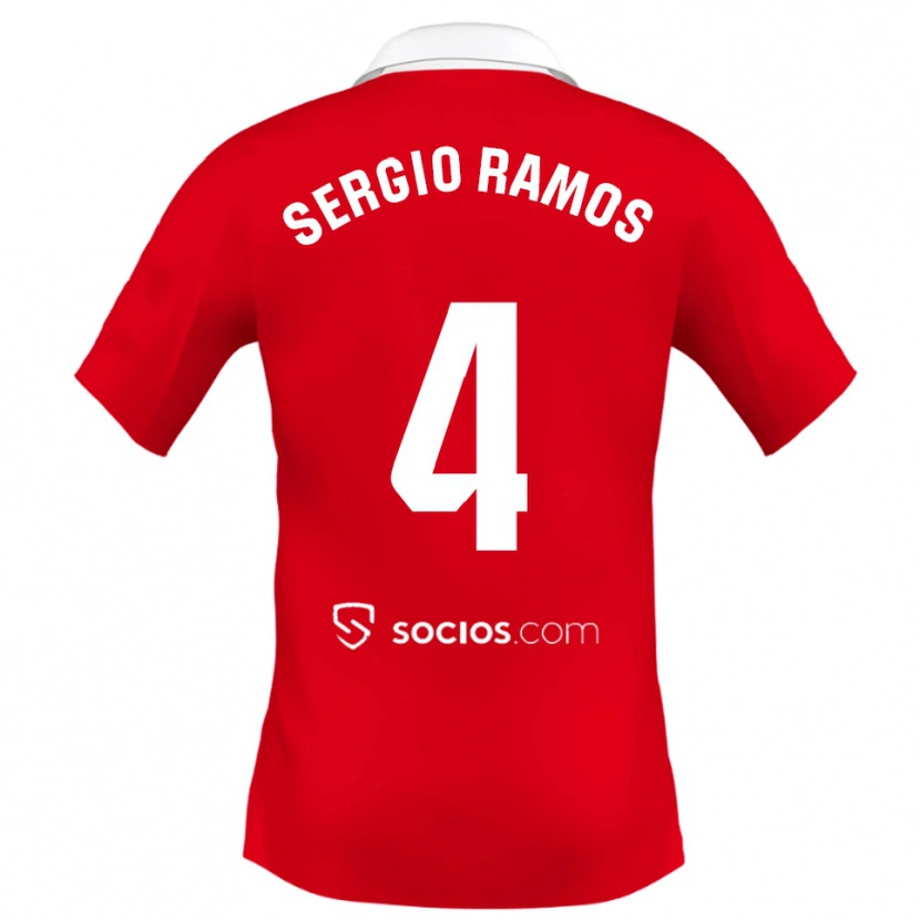Danxen Hombre Camiseta Sergio Ramos #4 Rojo Blanco Gris 2ª Equipación 2025/26 La Camisa México