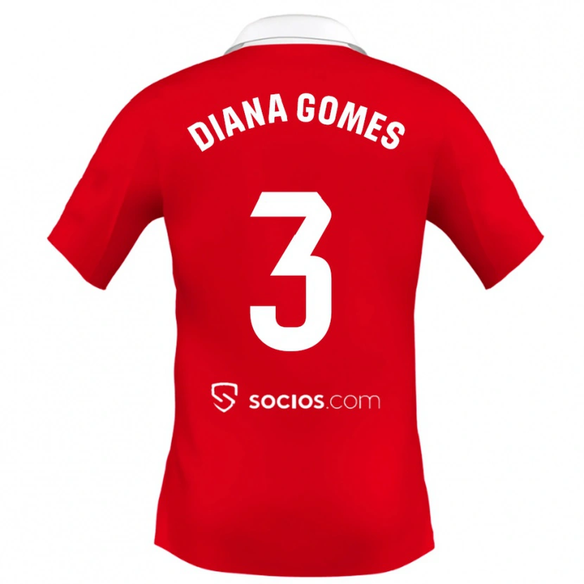 Danxen Hombre Camiseta Diana Catarina Ribeiro Gomes #3 Rojo Blanco Gris 2ª Equipación 2025/26 La Camisa México