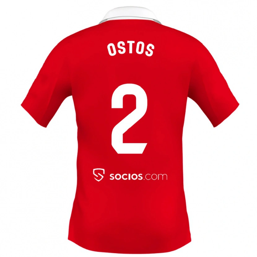 Danxen Hombre Camiseta Fran Ostos #2 Rojo Blanco Gris 2ª Equipación 2025/26 La Camisa México