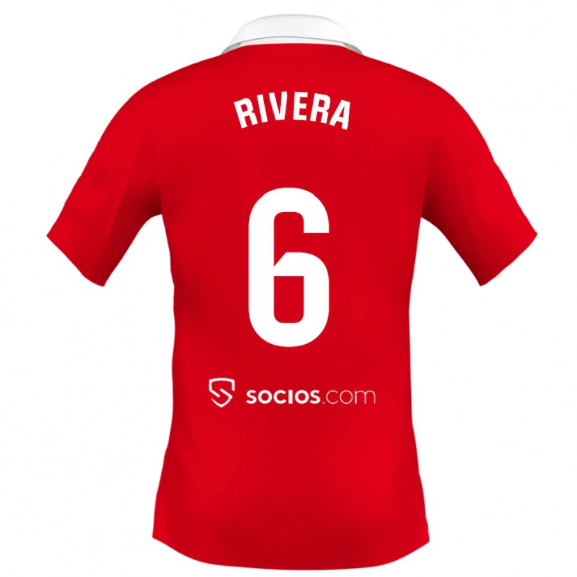 Danxen Hombre Camiseta Pablo Rivera #6 Rojo Blanco Gris 2ª Equipación 2025/26 La Camisa México