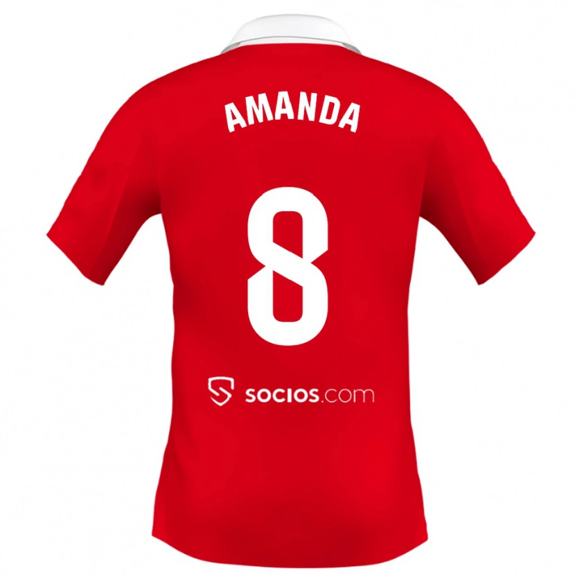 Danxen Hombre Camiseta Amanda Sampedro Bustos #8 Rojo Blanco Gris 2ª Equipación 2025/26 La Camisa México