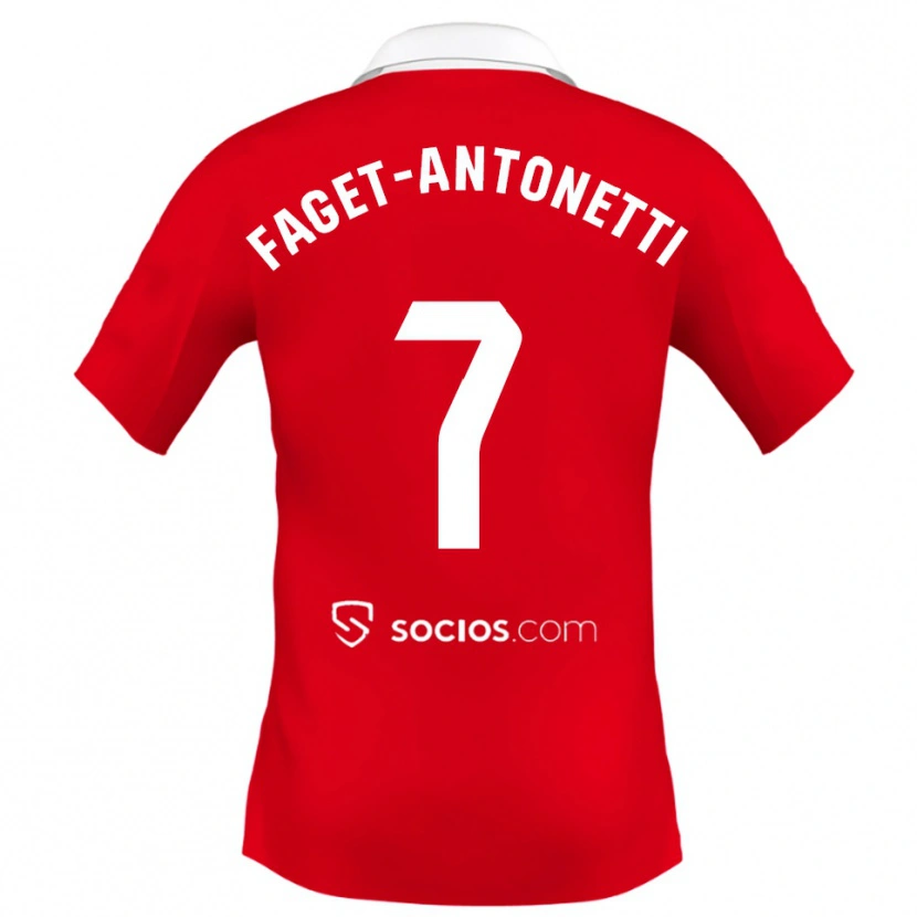 Danxen Hombre Camiseta Roméo Faget-Antonetti #7 Rojo Blanco Gris 2ª Equipación 2025/26 La Camisa México
