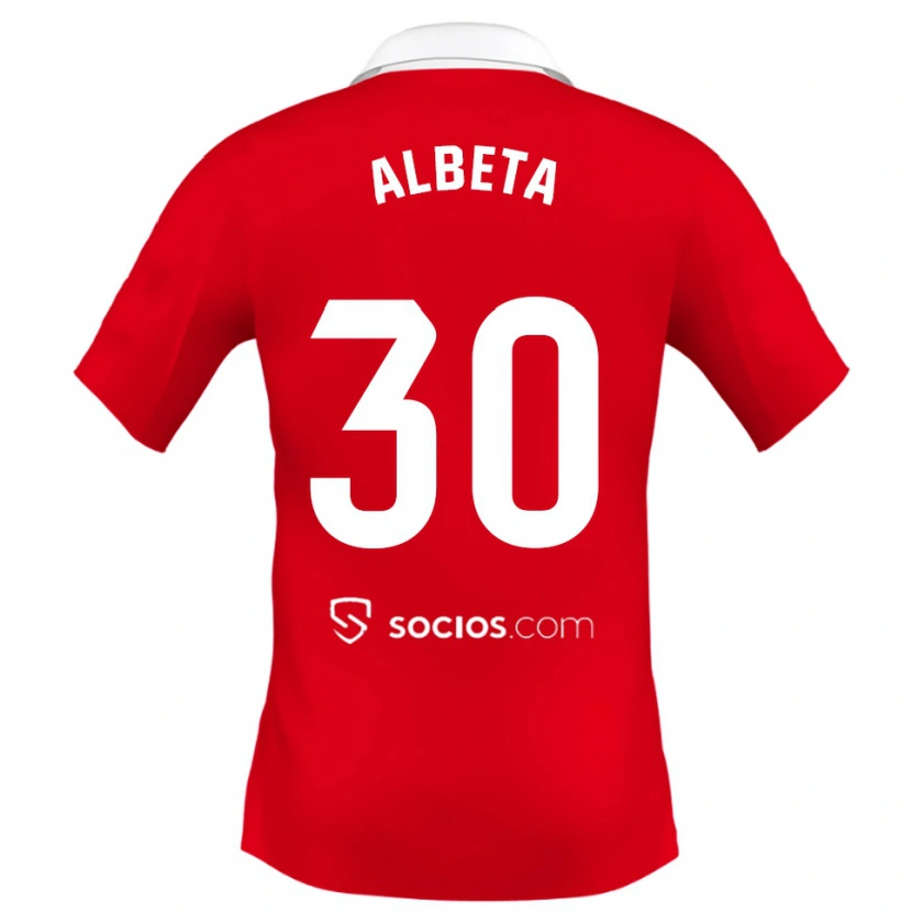 Danxen Hombre Camiseta Alba María López Montiel #30 Rojo Blanco Gris 2ª Equipación 2025/26 La Camisa México