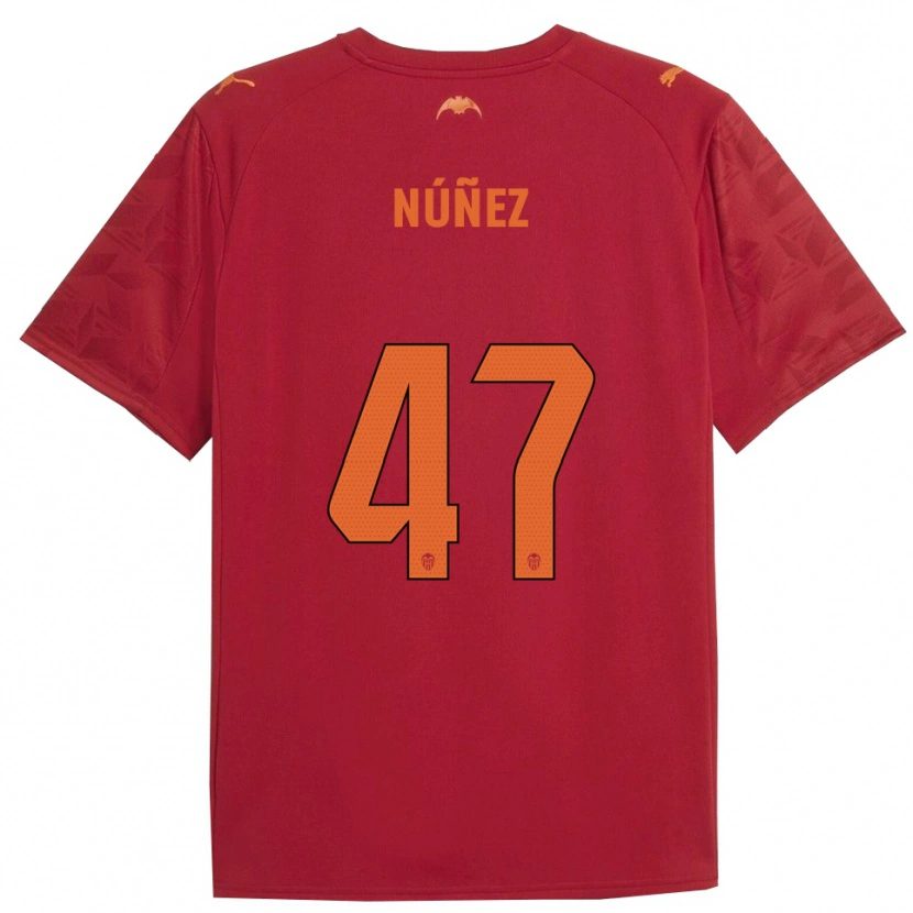 Danxen Hombre Camiseta Lucas Núñez #47 Rojo Naranja 2ª Equipación 2025/26 La Camisa México