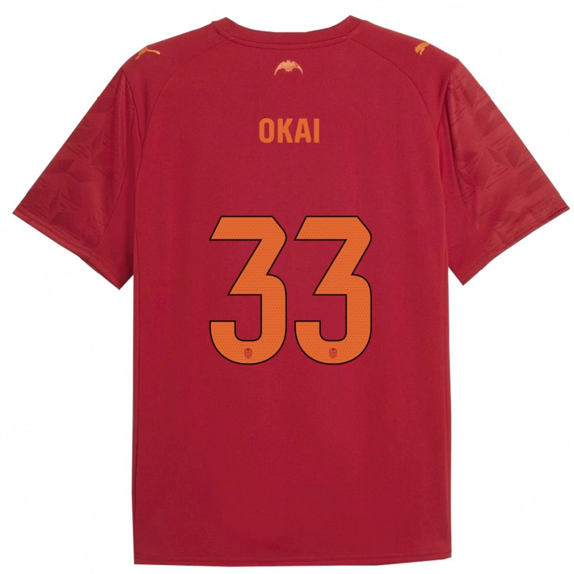 Danxen Hombre Camiseta Leslie Okai #33 Rojo Naranja 2ª Equipación 2025/26 La Camisa México