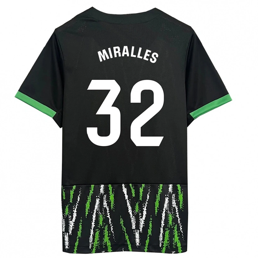 Danxen Hombre Camiseta Álvaro Miralles #32 Negro Verde 2ª Equipación 2025/26 La Camisa México