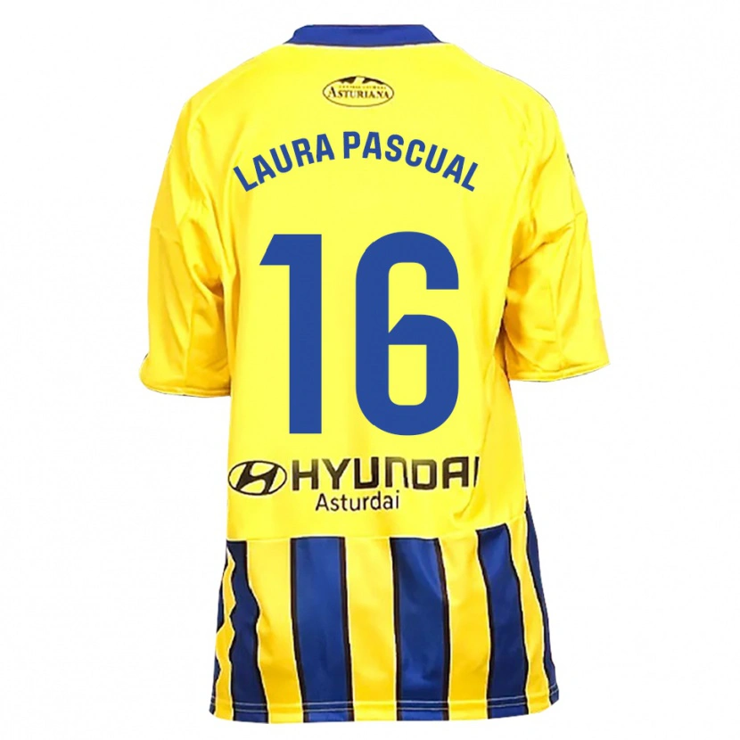 Danxen Hombre Camiseta Laura Pascual #16 Amarillo Azul 2ª Equipación 2025/26 La Camisa México