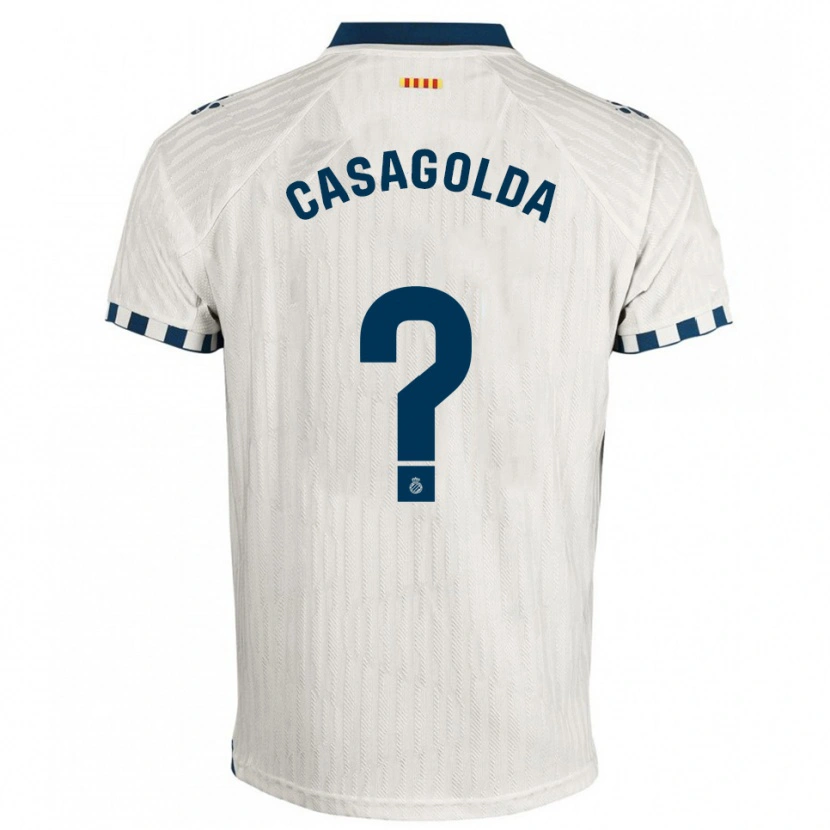 Danxen Hombre Camiseta Pau Casagolda #0 Blanco Azul 2ª Equipación 2025/26 La Camisa México
