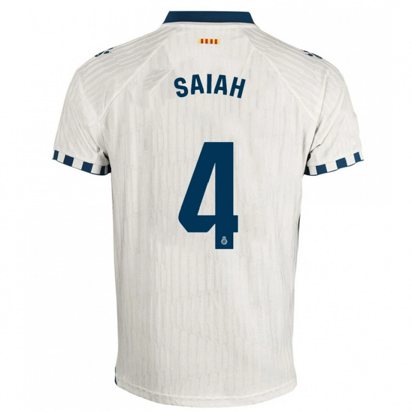 Danxen Hombre Camiseta Rachid Saiah #4 Blanco Azul 2ª Equipación 2025/26 La Camisa México