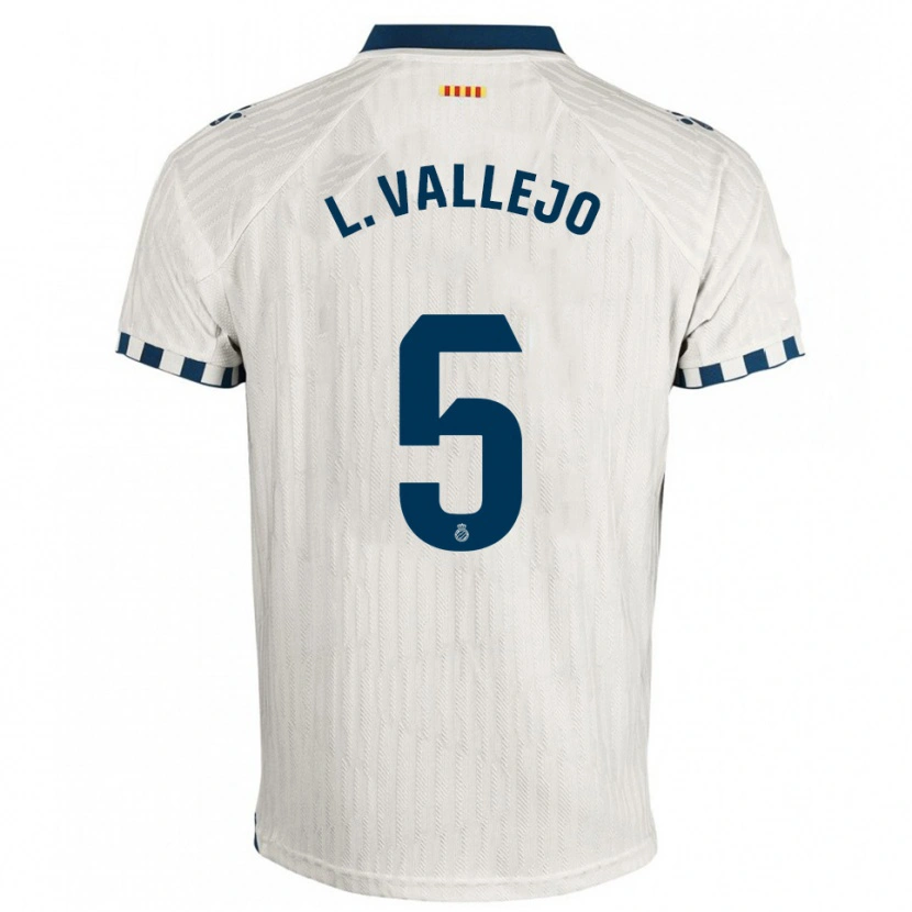Danxen Hombre Camiseta Lucía Vallejo Blázquez #5 Blanco Azul 2ª Equipación 2025/26 La Camisa México