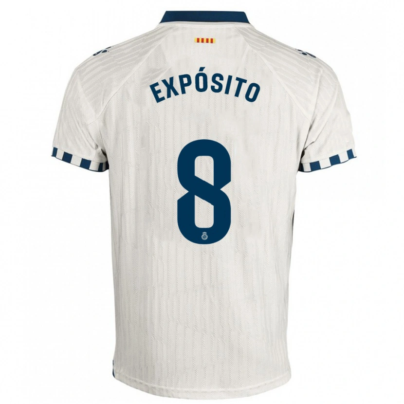 Danxen Hombre Camiseta Edu Expósito #8 Blanco Azul 2ª Equipación 2025/26 La Camisa México