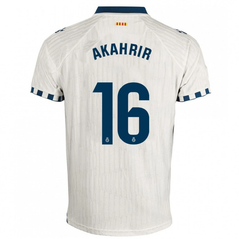 Danxen Hombre Camiseta Mohamed Akahrir #16 Blanco Azul 2ª Equipación 2025/26 La Camisa México