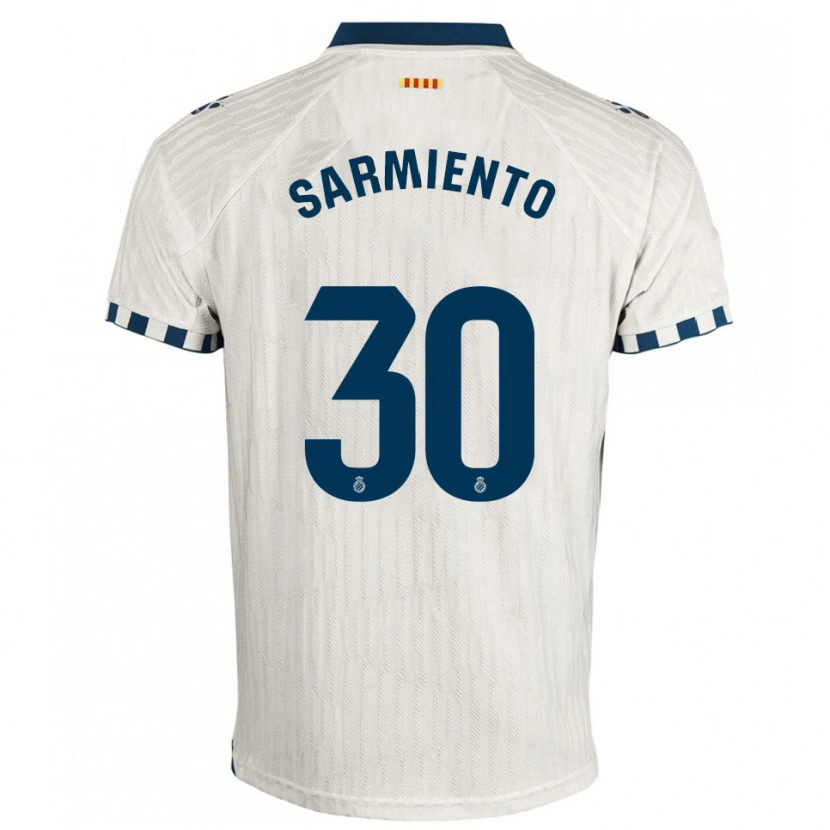 Danxen Hombre Camiseta Izan Sarmiento #30 Blanco Azul 2ª Equipación 2025/26 La Camisa México