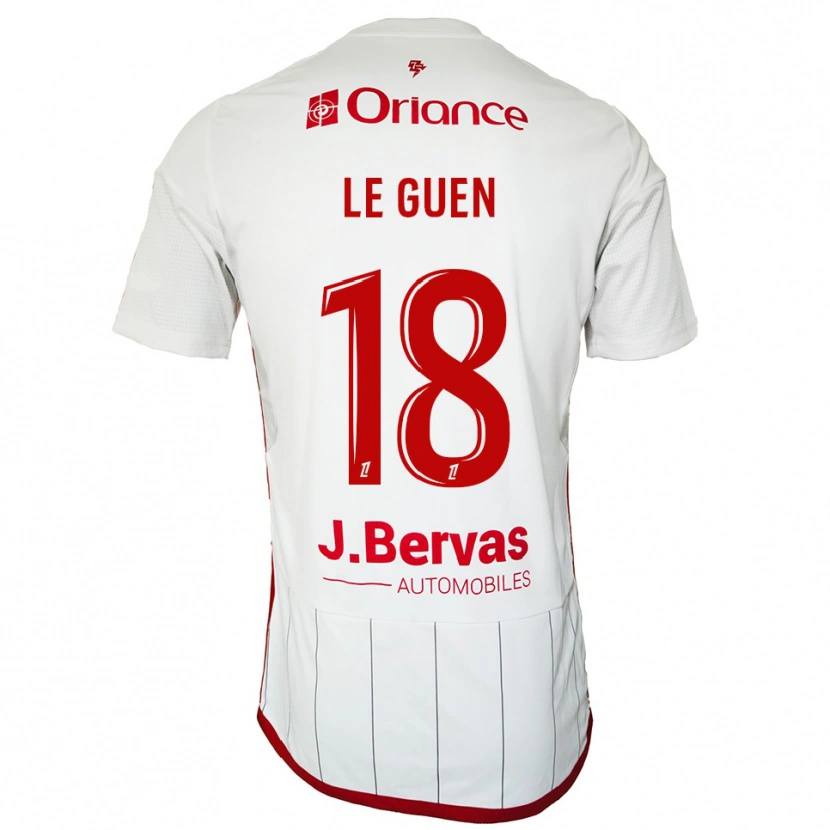 Danxen Hombre Camiseta Raphaël Le Guen #18 Blanco Rojo 2ª Equipación 2025/26 La Camisa México