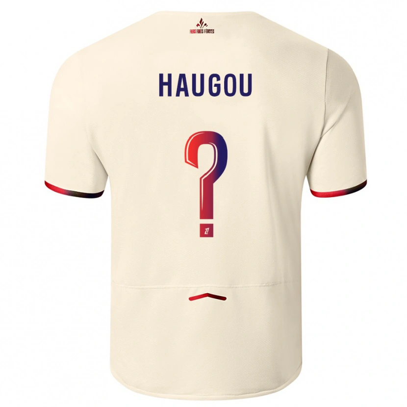 Danxen Hombre Camiseta Pauline Haugou #0 Blanquecino Rojo 2ª Equipación 2025/26 La Camisa México