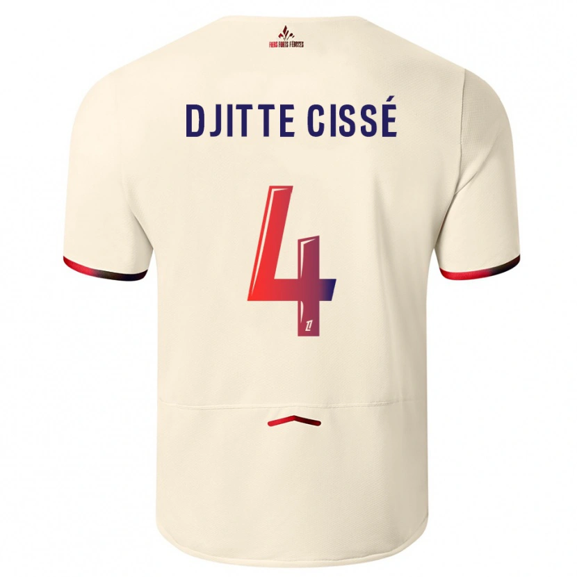 Danxen Hombre Camiseta Babacar Djitte Cissé #4 Blanquecino Rojo 2ª Equipación 2025/26 La Camisa México