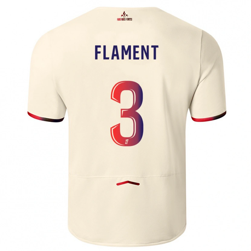 Danxen Hombre Camiseta Corentin Flament #3 Blanquecino Rojo 2ª Equipación 2025/26 La Camisa México