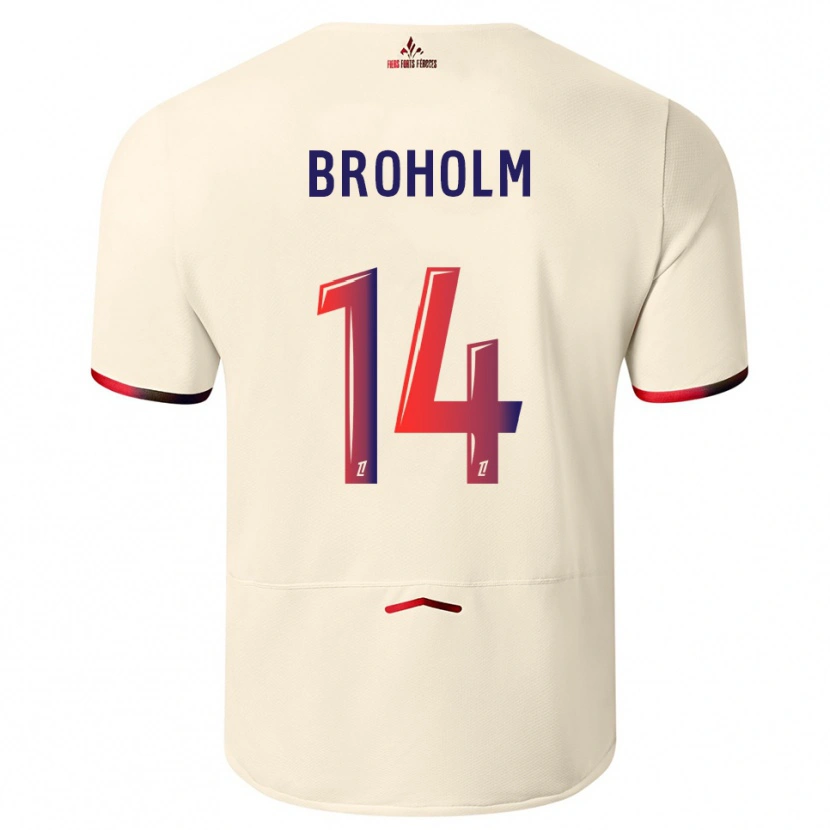Danxen Hombre Camiseta Marius Broholm #14 Blanquecino Rojo 2ª Equipación 2025/26 La Camisa México