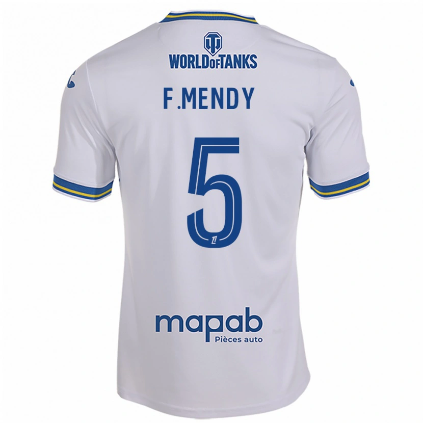 Danxen Hombre Camiseta Formose Mendy #5 Blanco Celeste 2ª Equipación 2025/26 La Camisa México