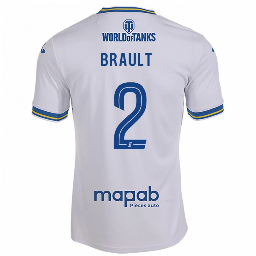 Danxen Hombre Camiseta Matis Brault #2 Blanco Celeste 2ª Equipación 2025/26 La Camisa México