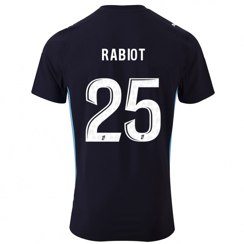 Danxen Hombre Camiseta Adrien Rabiot #25 Negro Celeste 2ª Equipación 2025/26 La Camisa México