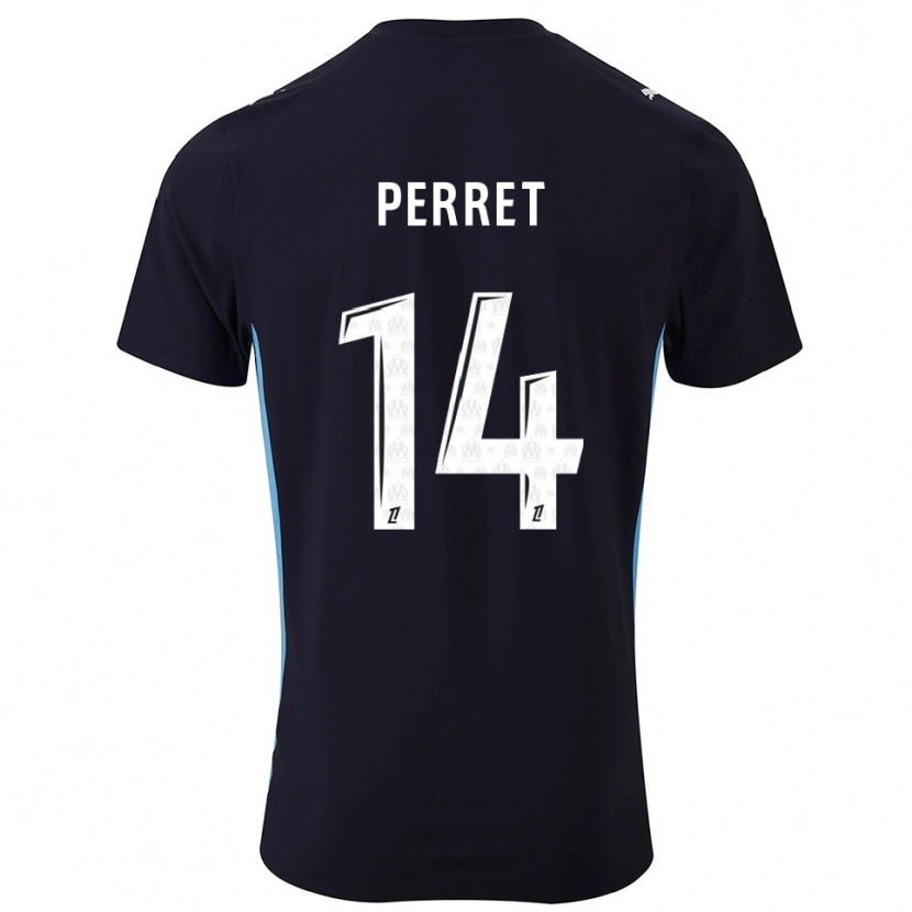 Danxen Hombre Camiseta Jenny Perret #14 Negro Celeste 2ª Equipación 2025/26 La Camisa México