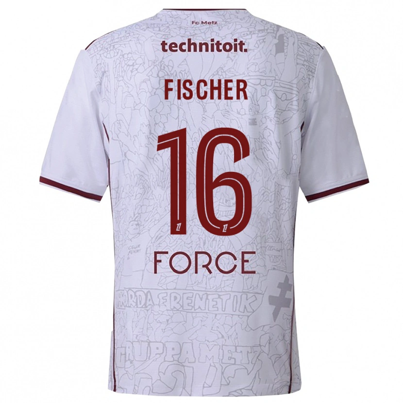 Danxen Hombre Camiseta Jonathan Fischer #16 Blanco Burdeos 2ª Equipación 2025/26 La Camisa México