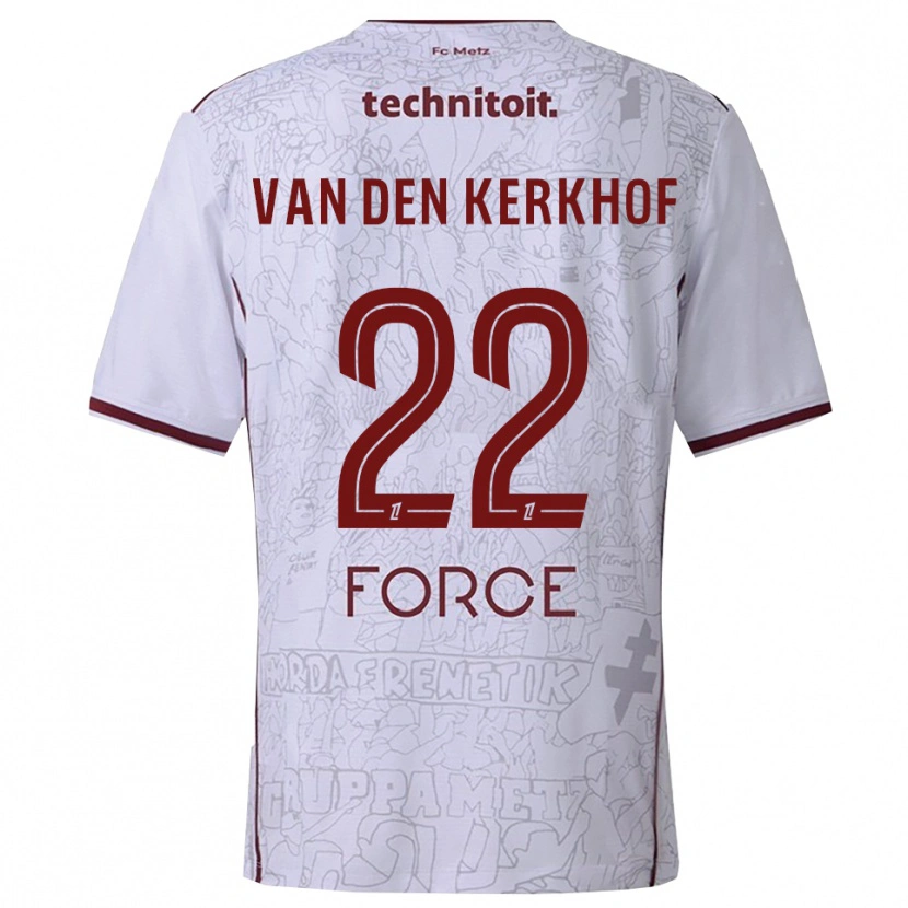 Danxen Hombre Camiseta Kevin Van Den Kerkhof #22 Blanco Burdeos 2ª Equipación 2025/26 La Camisa México