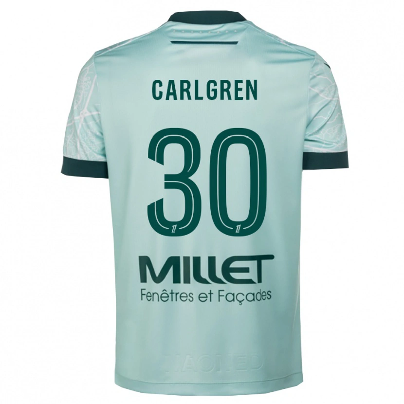 Danxen Hombre Camiseta Patrik Carlgren #30 Verde Blanco 2ª Equipación 2025/26 La Camisa México