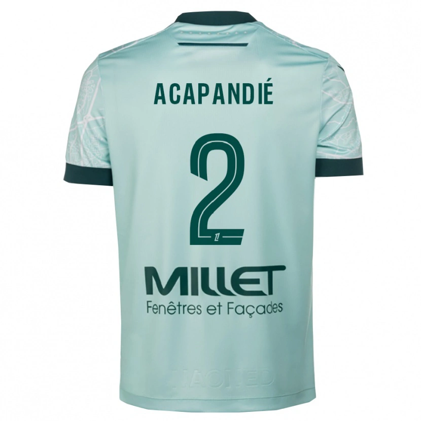 Danxen Hombre Camiseta Mathieu Acapandié #2 Verde Blanco 2ª Equipación 2025/26 La Camisa México