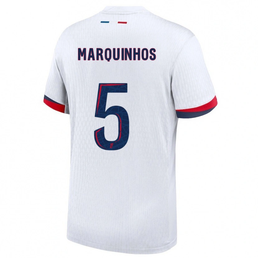 Danxen Hombre Camiseta Marquinhos #5 Blanco Rojo 2ª Equipación 2025/26 La Camisa México
