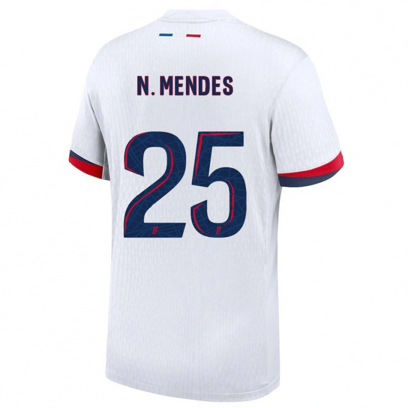 Danxen Hombre Camiseta Nuno Mendes #25 Blanco Rojo 2ª Equipación 2025/26 La Camisa México