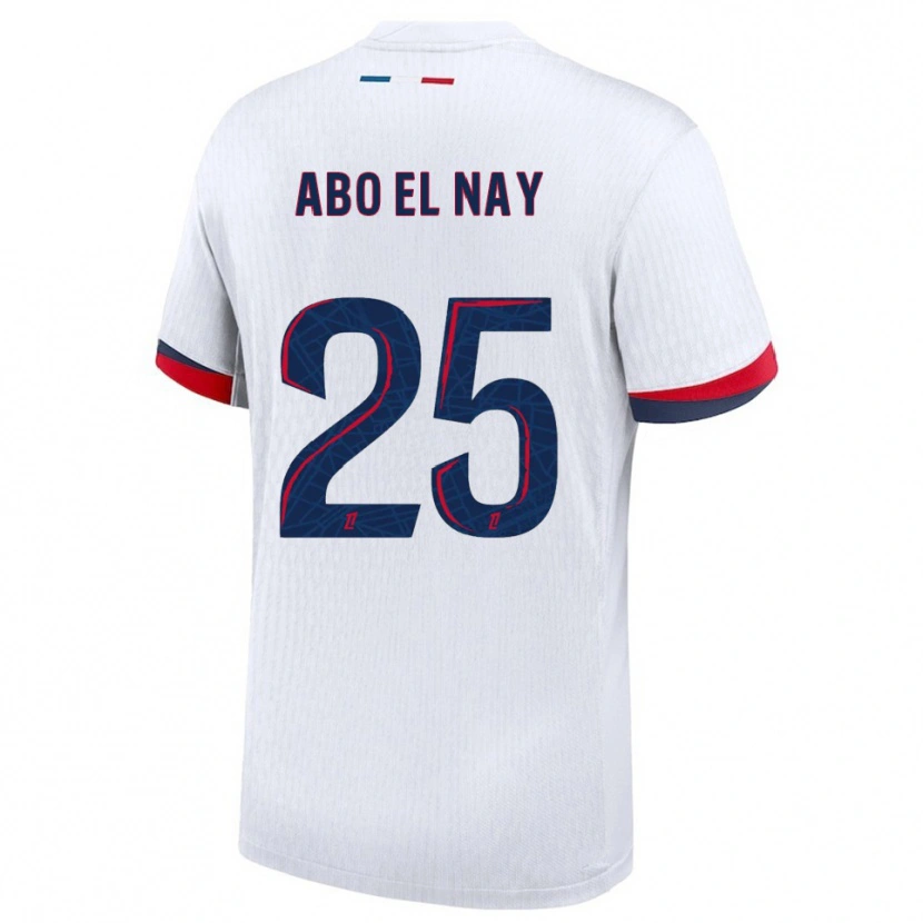 Danxen Hombre Camiseta Rayan Abo El Nay #25 Blanco Rojo 2ª Equipación 2025/26 La Camisa México