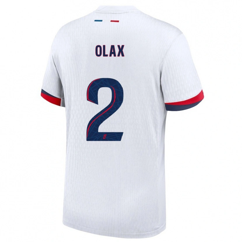 Danxen Hombre Camiseta Djamy Olax #2 Blanco Rojo 2ª Equipación 2025/26 La Camisa México