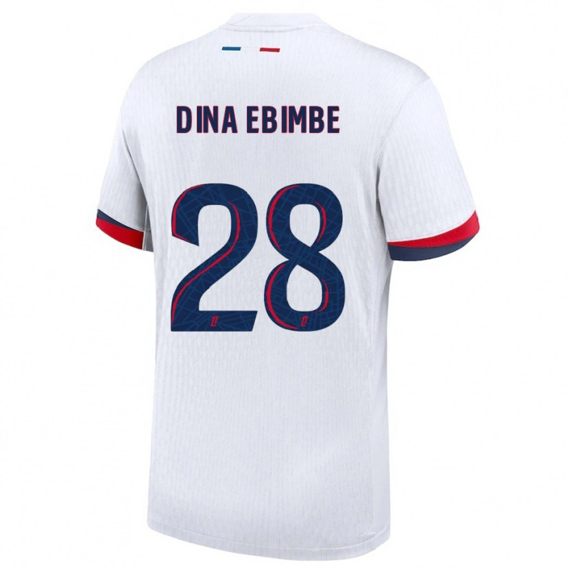 Danxen Hombre Camiseta Eric Junior Dina Ebimbe #28 Blanco Rojo 2ª Equipación 2025/26 La Camisa México